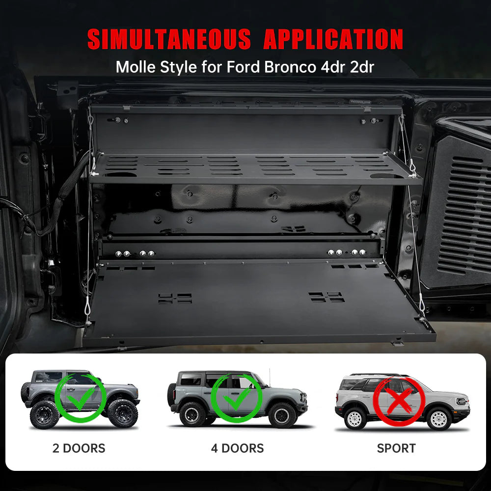 Bronco Tailgate Table & MOLLE Panel 2021-2024+ 2-Tier Camping Rack product view 8