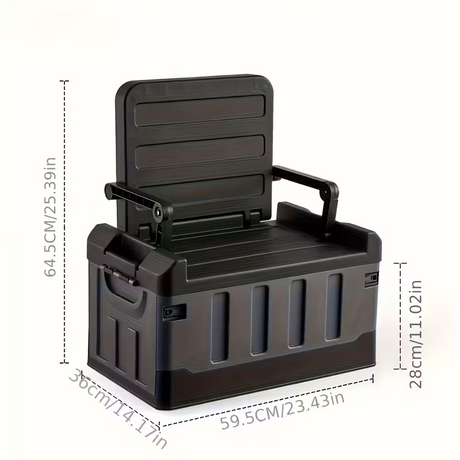 Foldable Camping Stool with Backrest & Storage Bag Portable Fishing Seat Outdoor Chair black finish