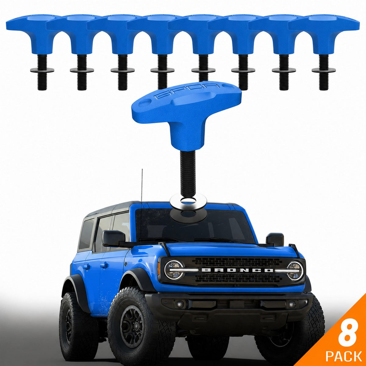 GPCA Bronco Anchor PRO 8-pack quick-release hardtop bolts in Blue