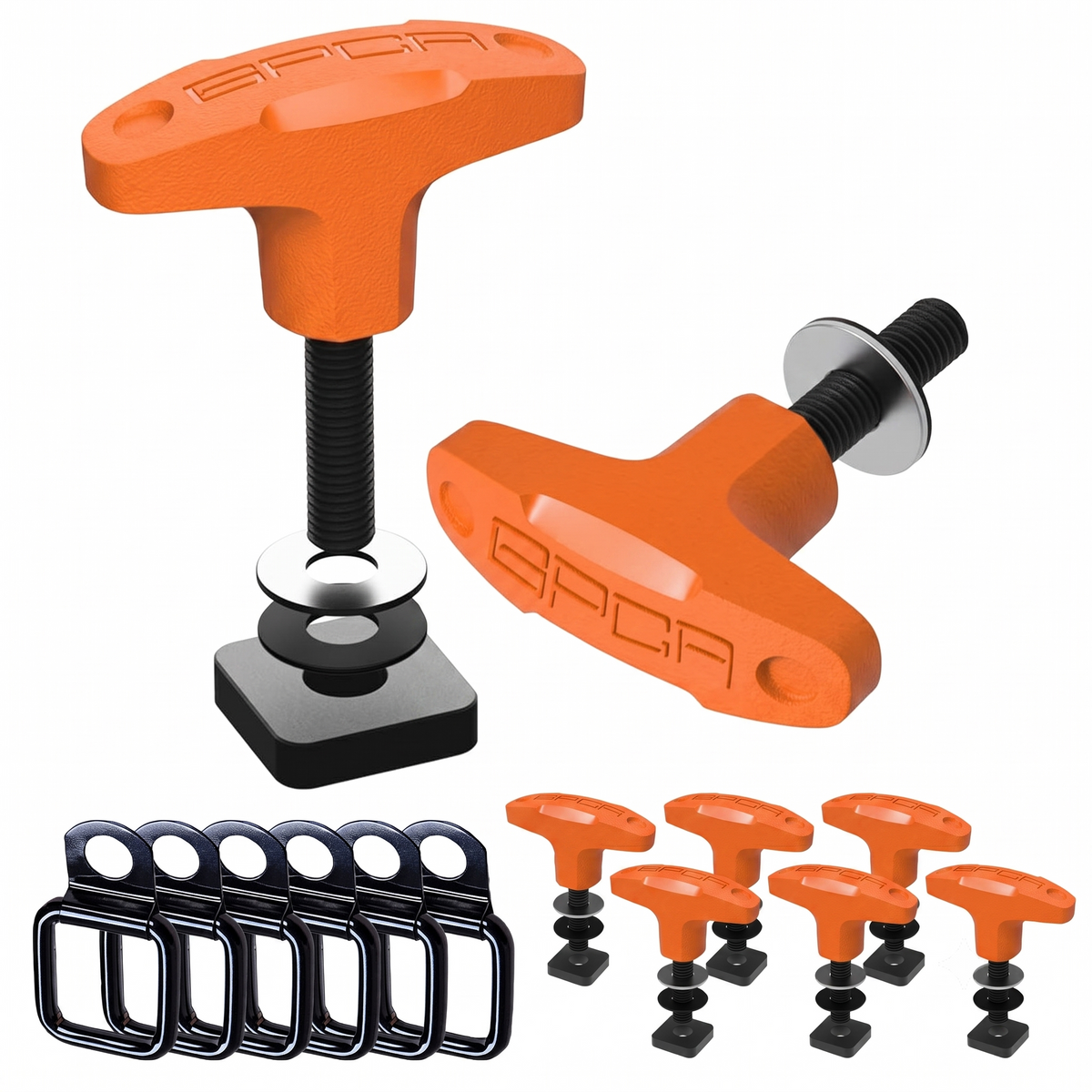 GPCA Jeep Anchor PRO JK with D-ring bulk pack quick-release T-handle bolts in Orange