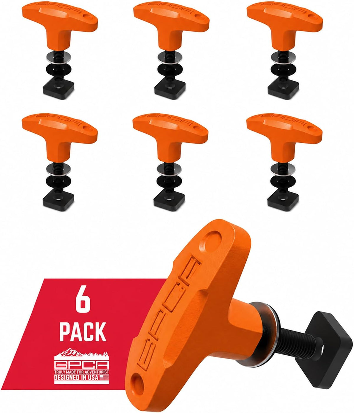 GPCA Jeep Anchor PRO JK quick-release T-handle bolts in Orange