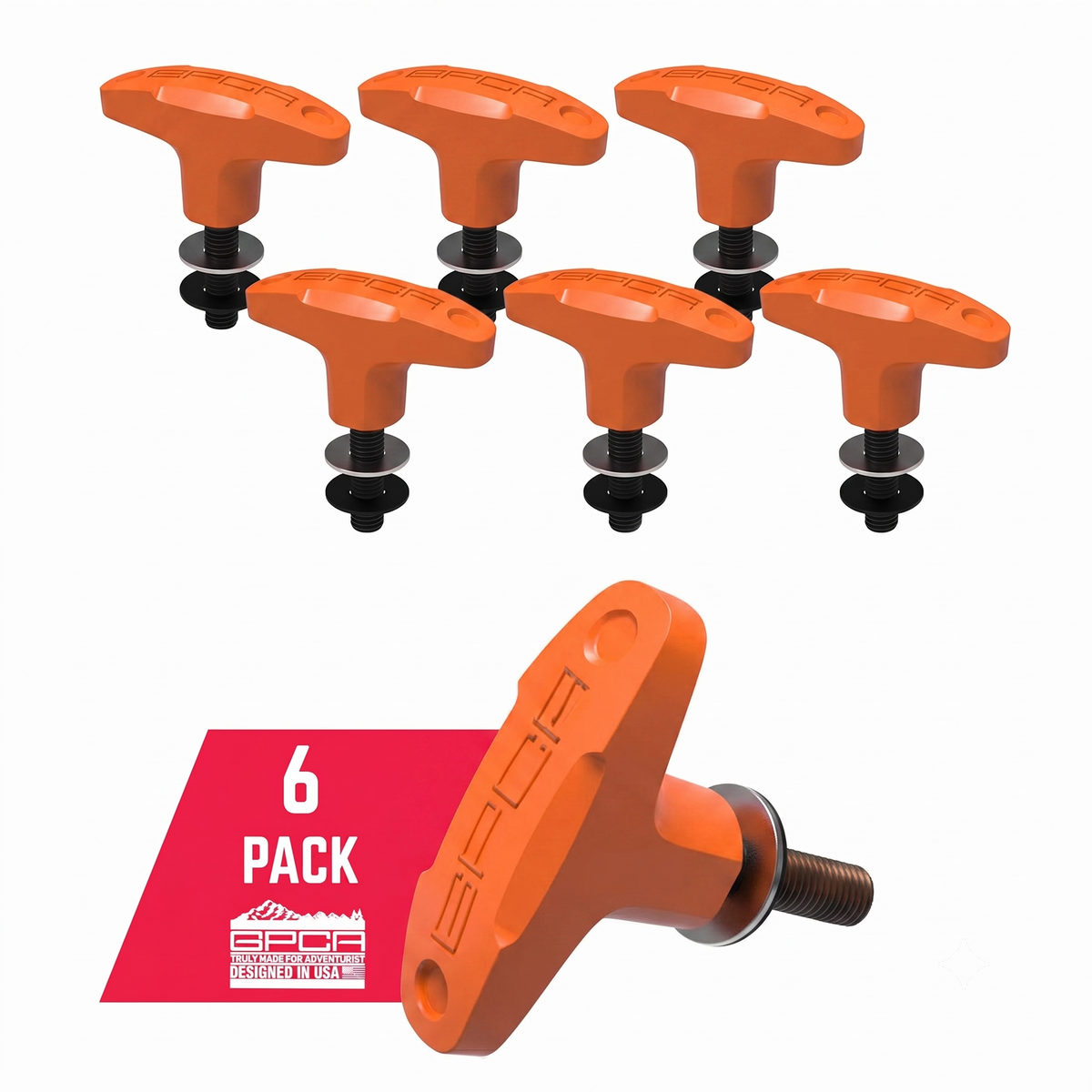 GPCA Jeep Anchor PRO JL bulk pack quick-release T-handle bolts in Orange