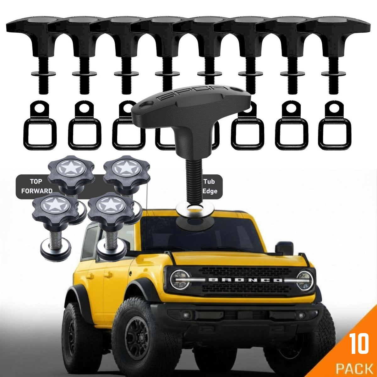 GPCA Bronco Anchor PRO 12-pack quick-release hardtop bolts in Black