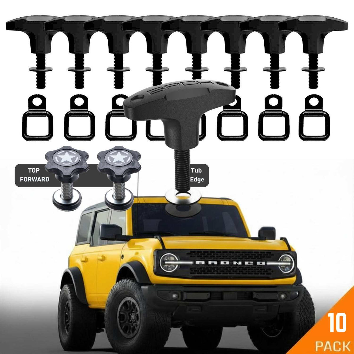 GPCA Bronco Anchor PRO quick-release hardtop bolts in Black