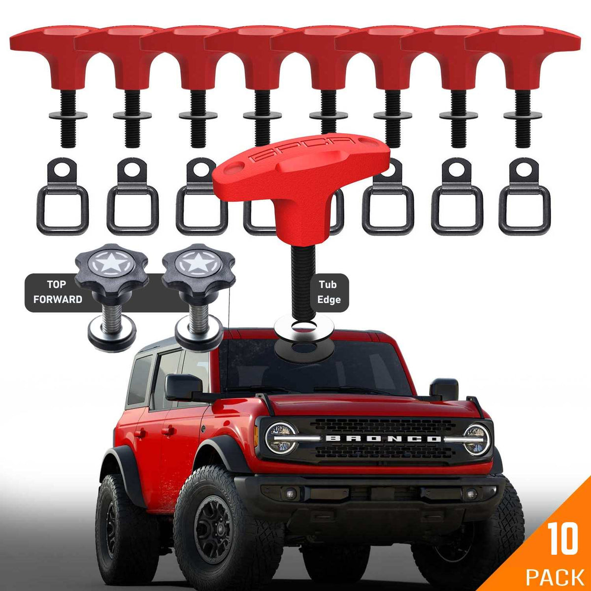 GPCA Bronco Anchor PRO quick-release hardtop bolts in Red