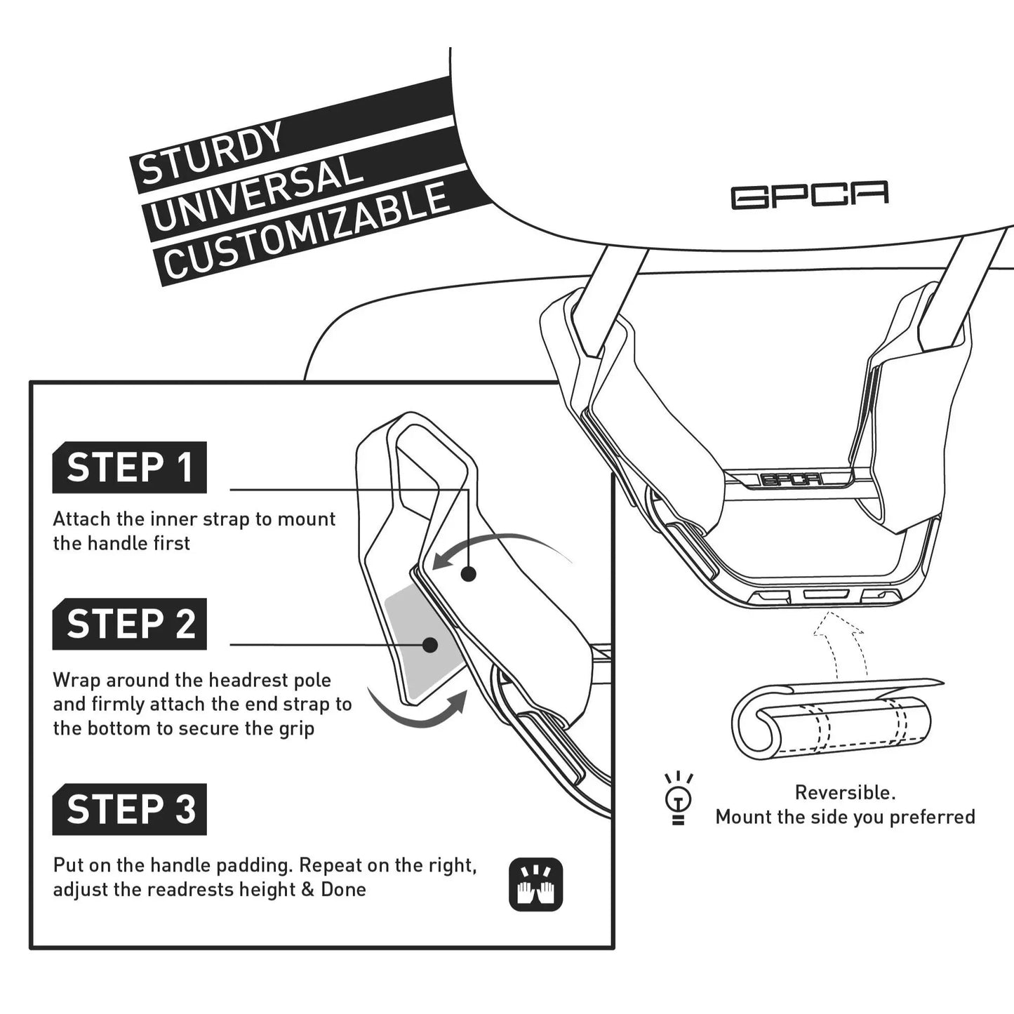 GP Back Grip PRO Color Headrest Handles - GPCA