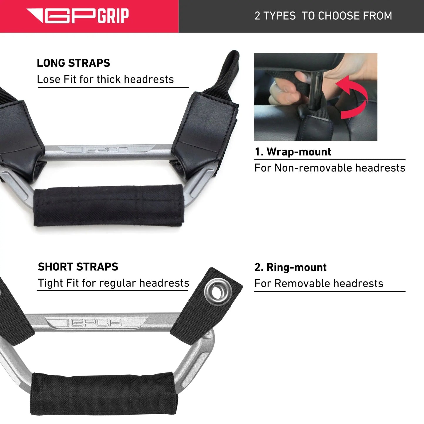 GP Back Grip PRO Color Headrest Handles - GPCA