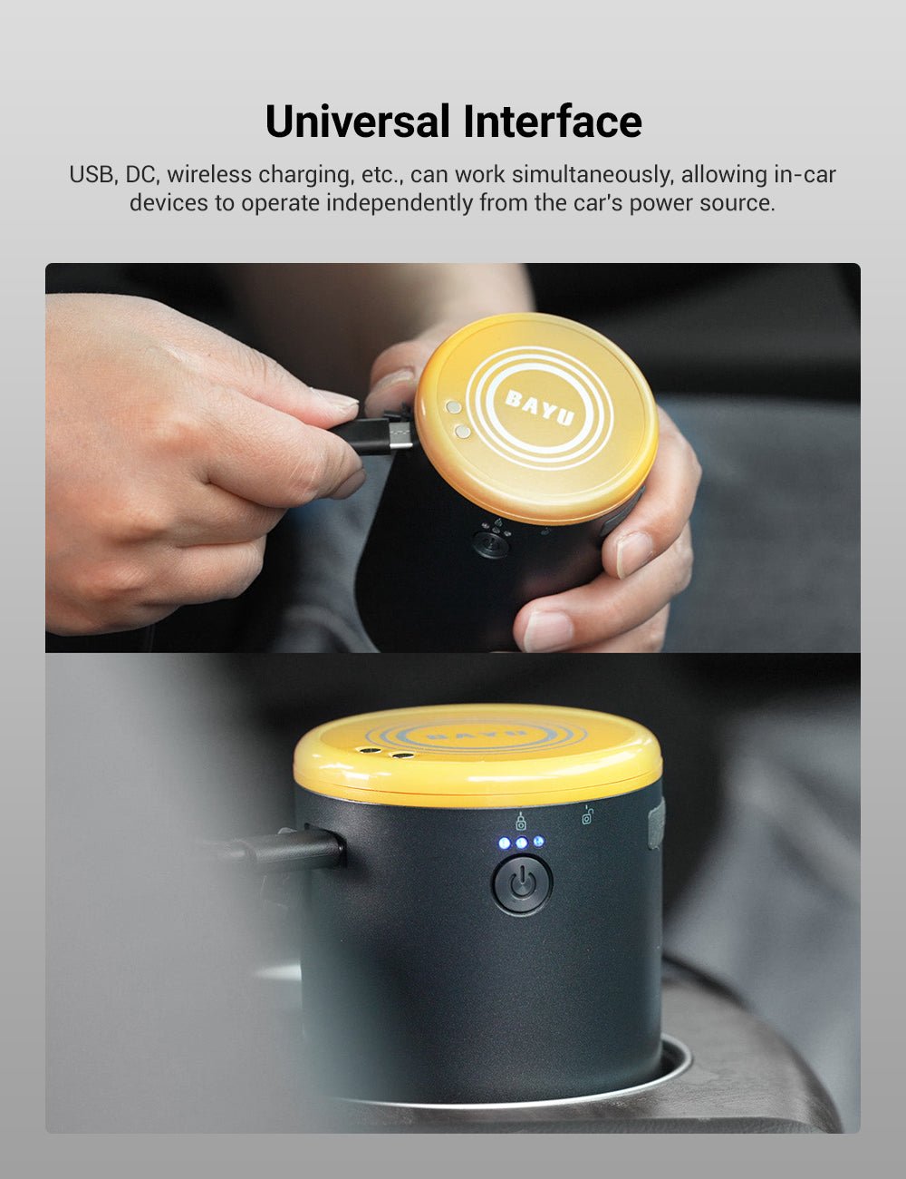Bayu 6-in-1 Car Kit — tire inflator air compressor mode