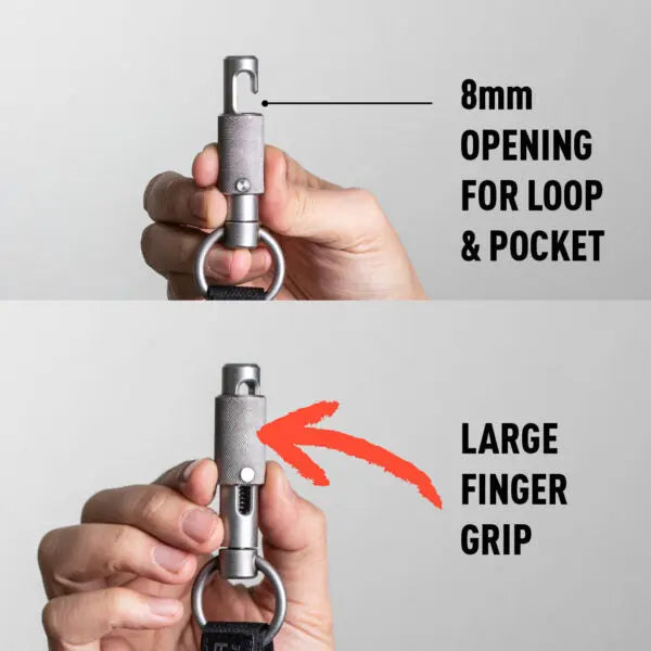 GPCA X-Clip EDC keychain showing key attachment layout