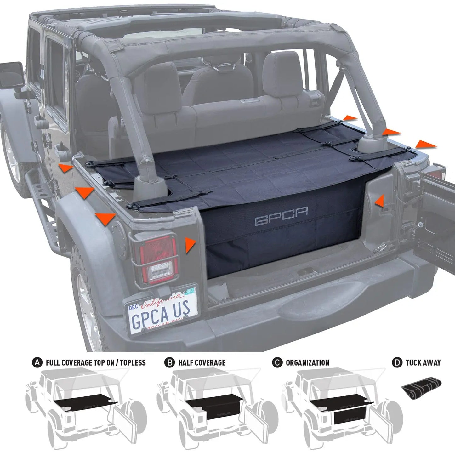 GPCA Jeep Wrangler 4DR cargo cover PRO