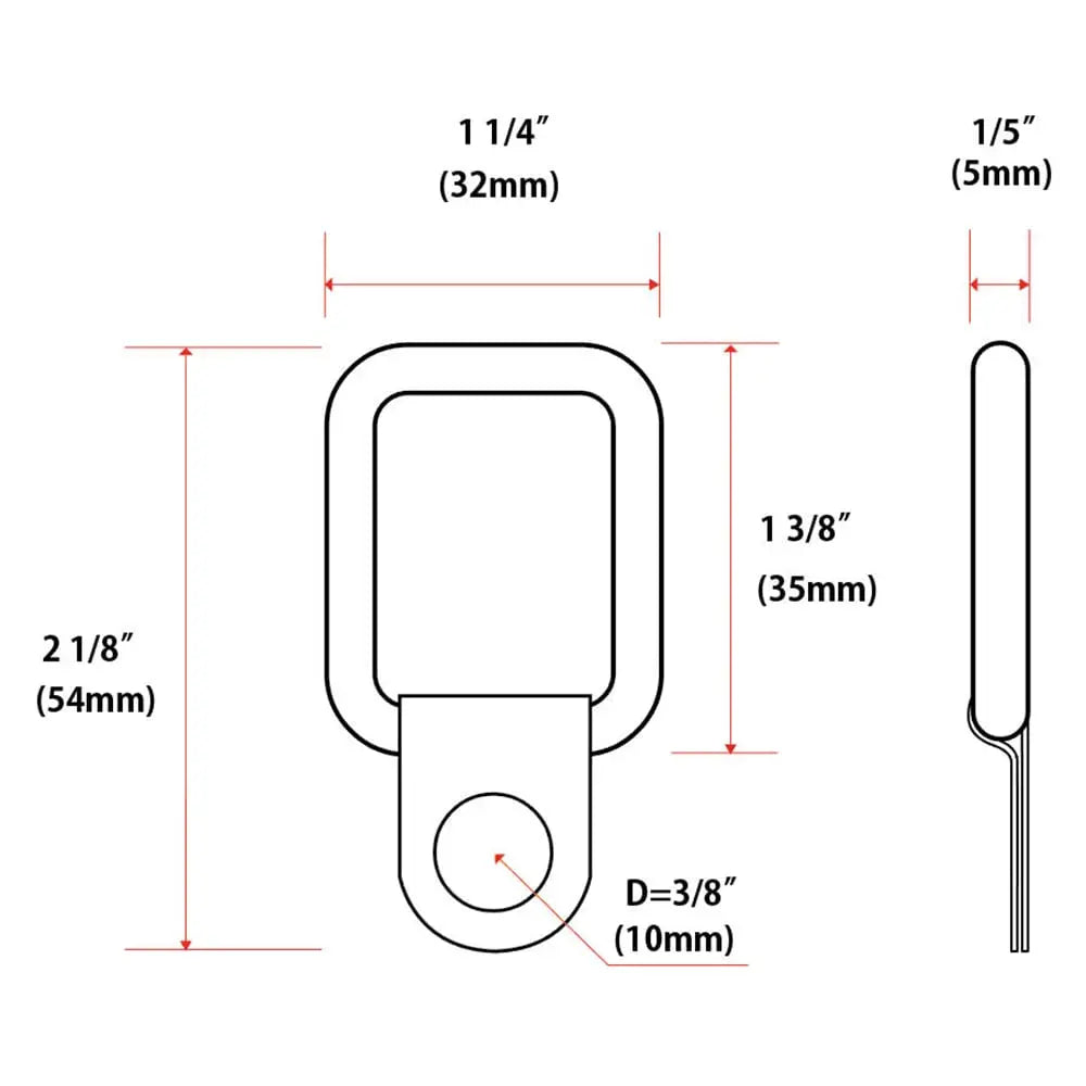 Jeep Wrangler trunk tie-down D-ring dimensions