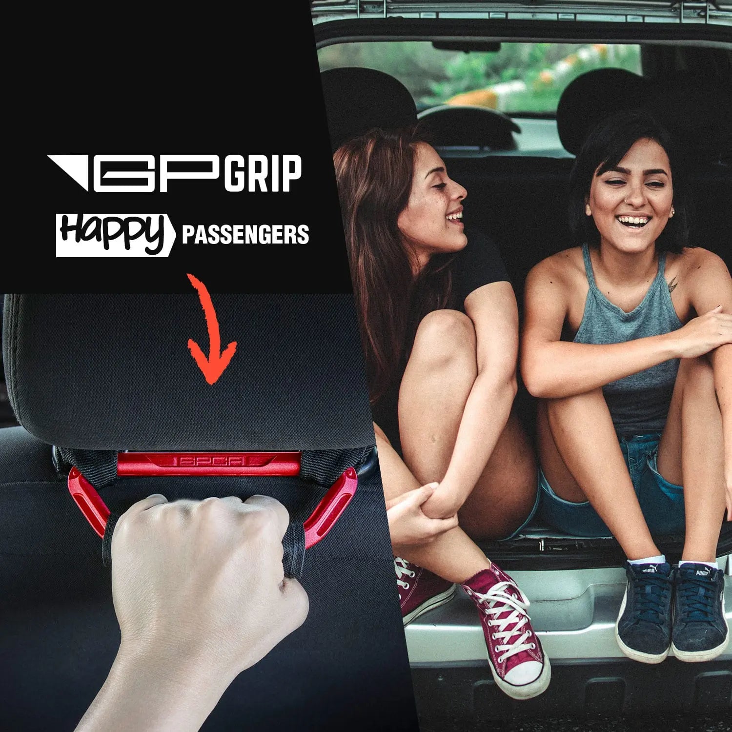 GPCA backseat assist headrest passenger handle grip red