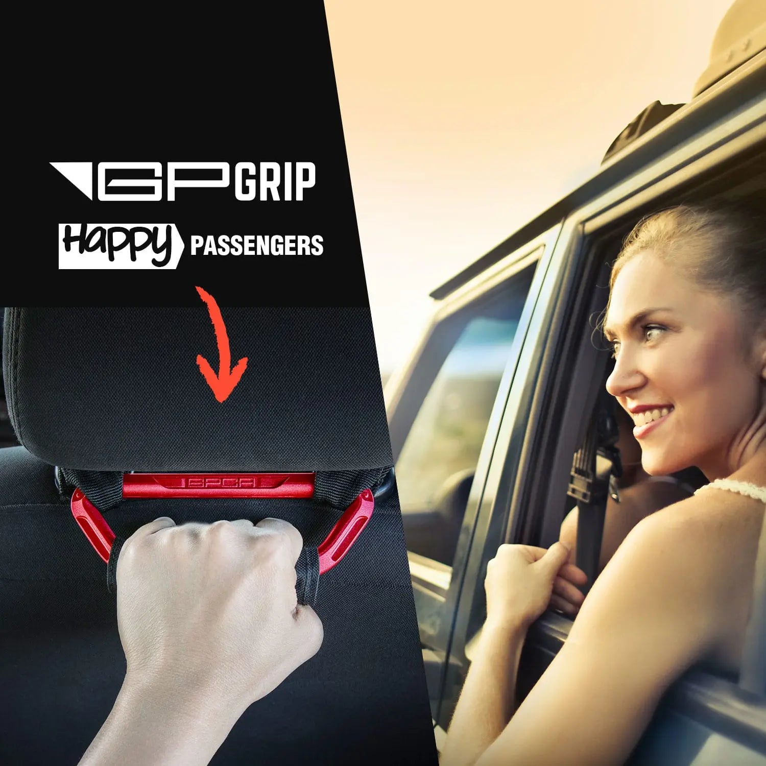GPCA backseat assist headrest passenger handle grip red