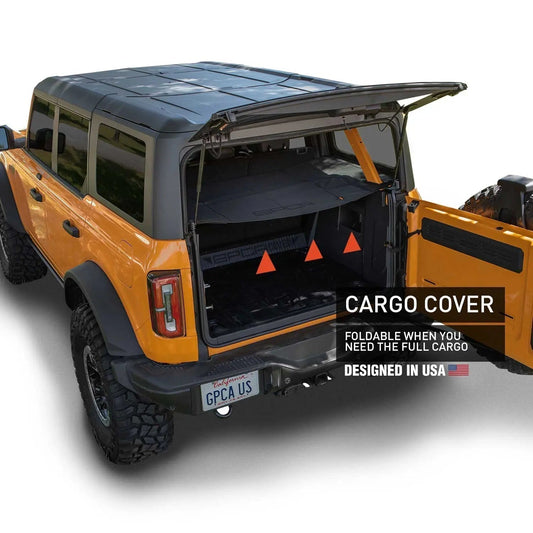 GPCA Ford Bronco 4DR accessories — cargo cover, grab handles, and hardware for 2021+ Bronco
