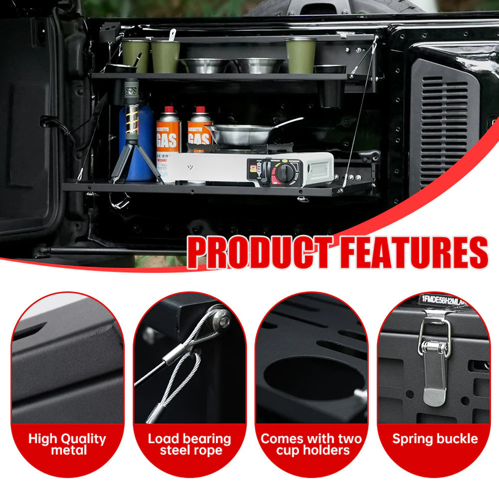 Bronco Tailgate Table & MOLLE Panel 2021-2024+ 2-Tier Camping Rack product view 6