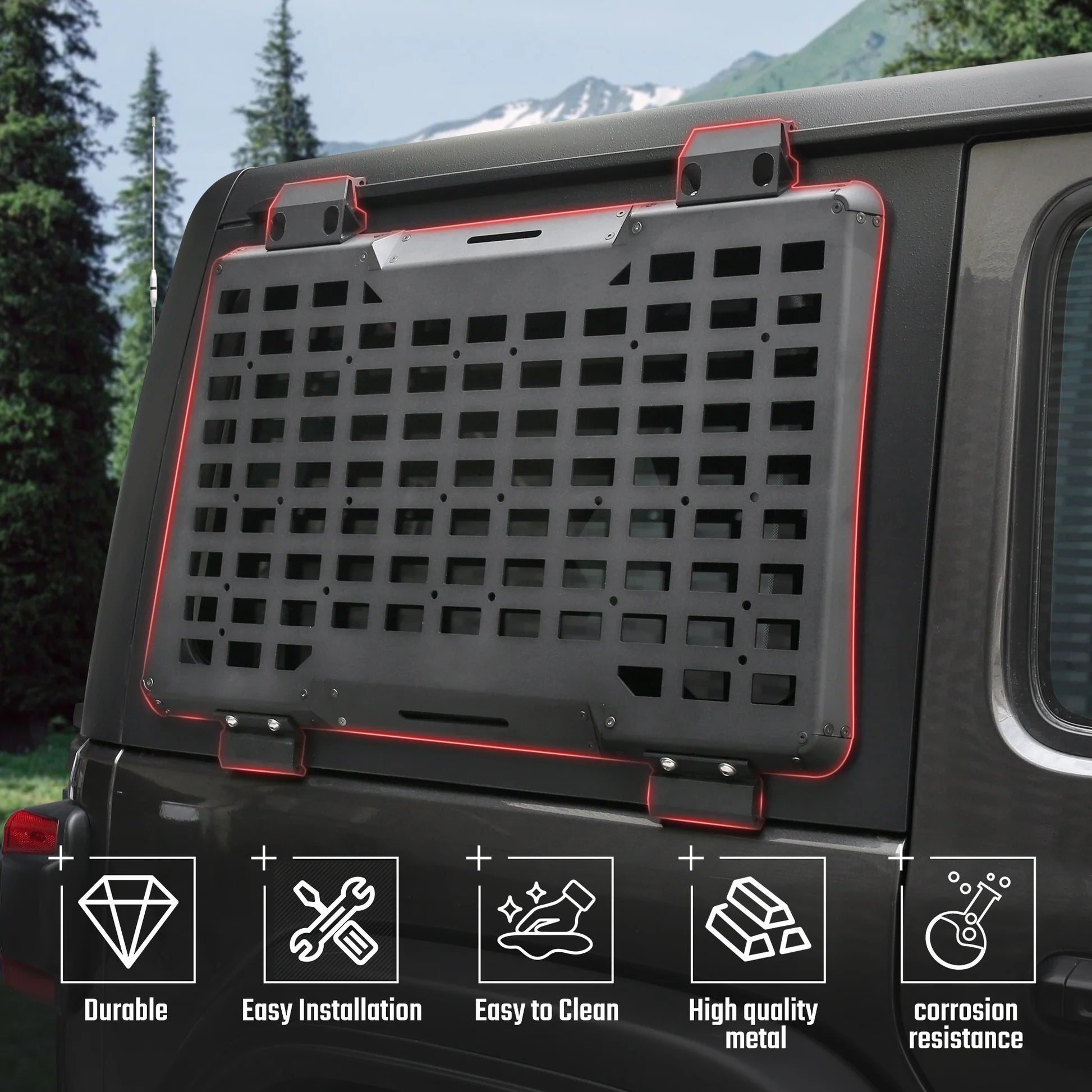 Rear Molle Panel System for 2018-2024+ Jeep Wrangler JL 4DR product view 9