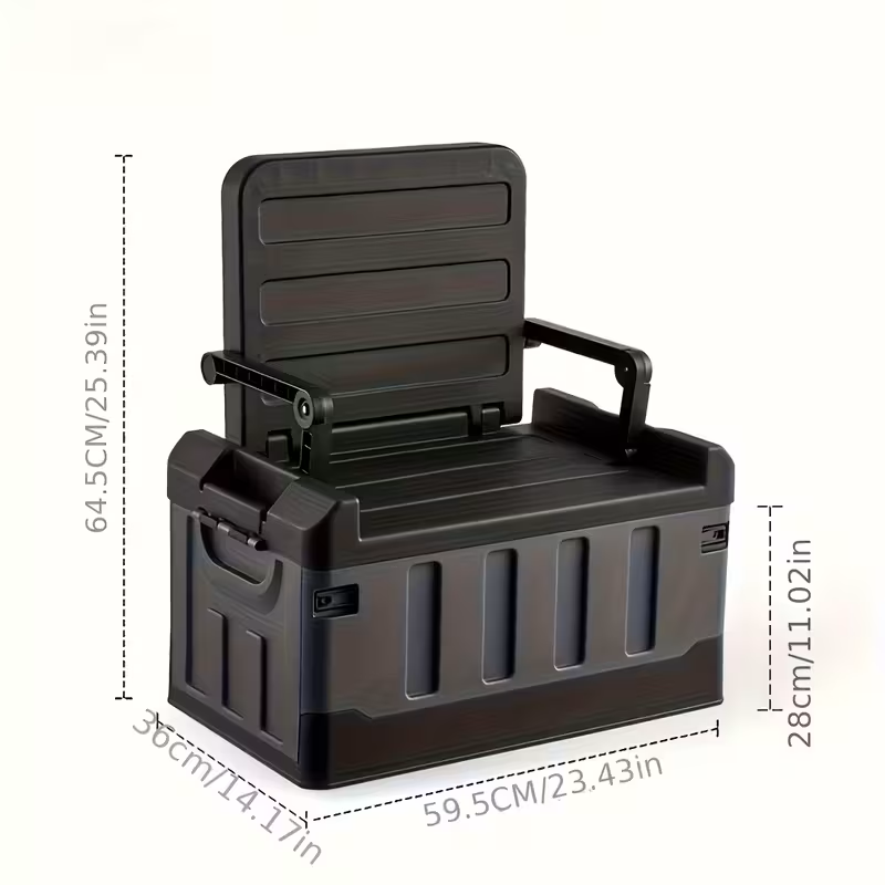 Foldable Camping Stool with Backrest & Storage Bag Portable Fishing Seat Outdoor Chair black finish