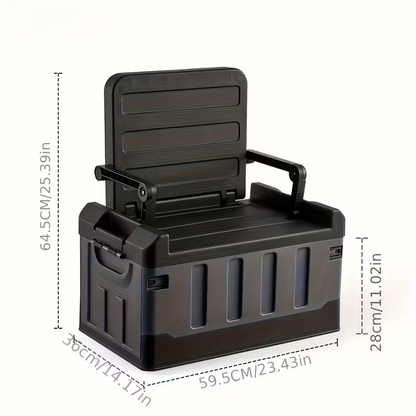 Foldable Camping Stool with Backrest & Storage Bag Portable Fishing Seat Outdoor Chair black finish