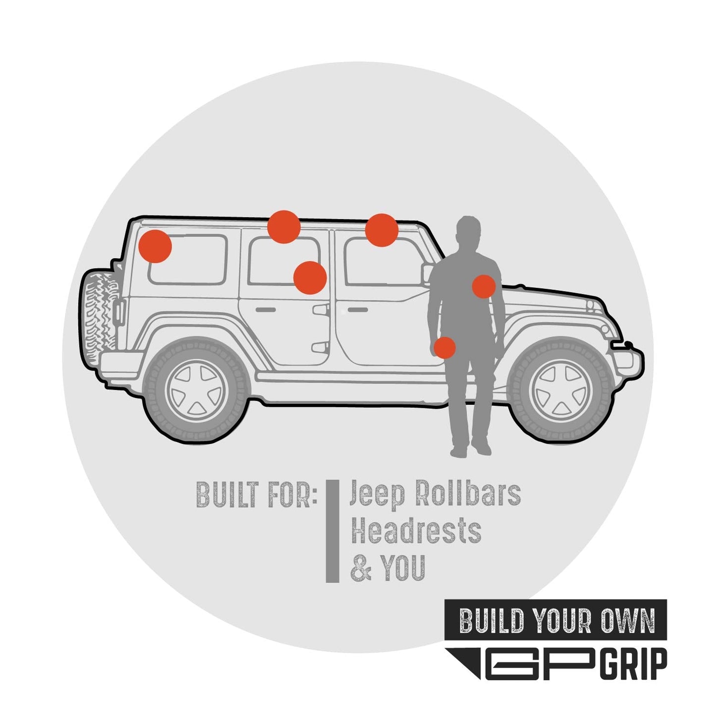 GPCA GP Grip grab Handle DIY for Jeep Wrangler JL JK JT