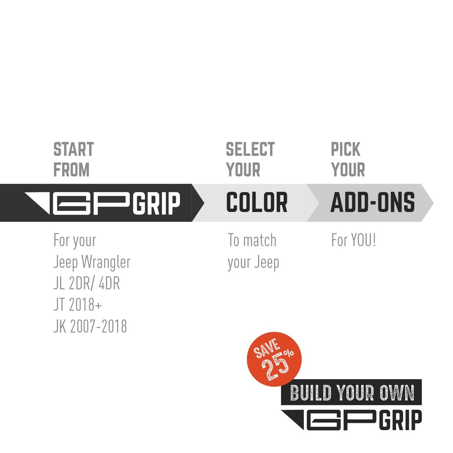 GPCA GP Grip grab Handle DIY for Jeep Wrangler JL JK JT