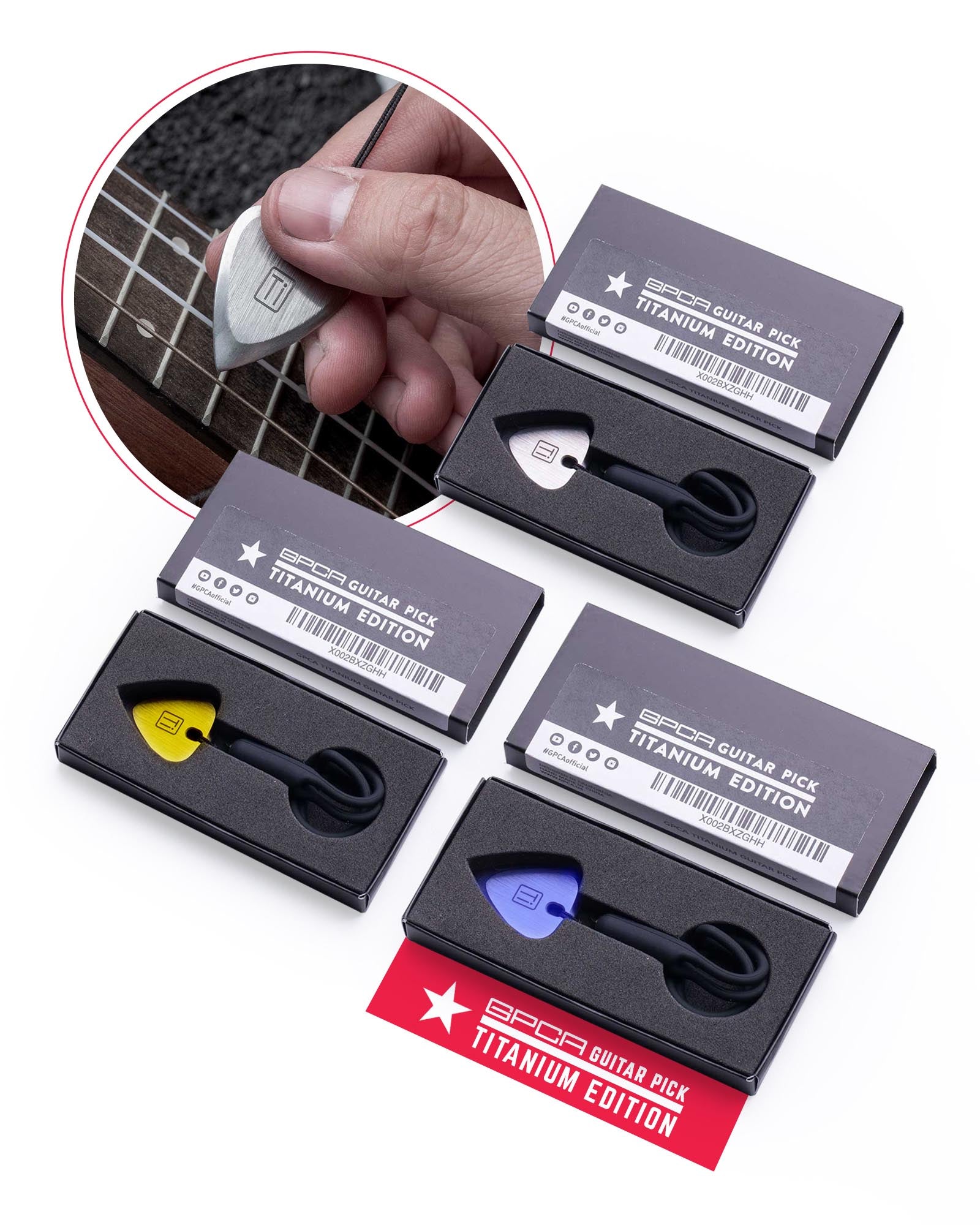 Titanium Guitar Pick Set — CNC-Machined T5 Titanium, Bright Tone