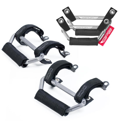 GP-Grip AIR Billet Silver installed on Jeep roll bar — close-up view