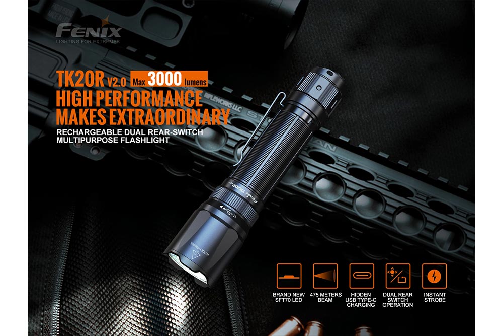 TK20R Rechargeable Flashlight 3000 lumens  - fits GPCA Utility Case product view 3