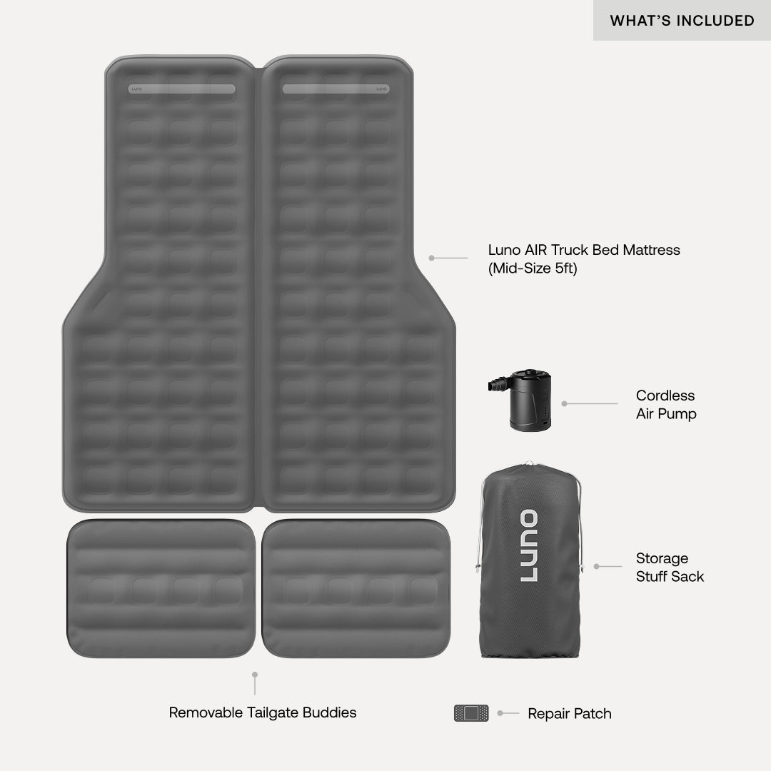 AIR Truck Bed Mattress — mid-size 5ft bed side profile in truck