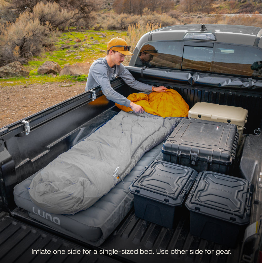 AIR Truck Bed Mattress — mid-size 6ft bed edge fit close-up