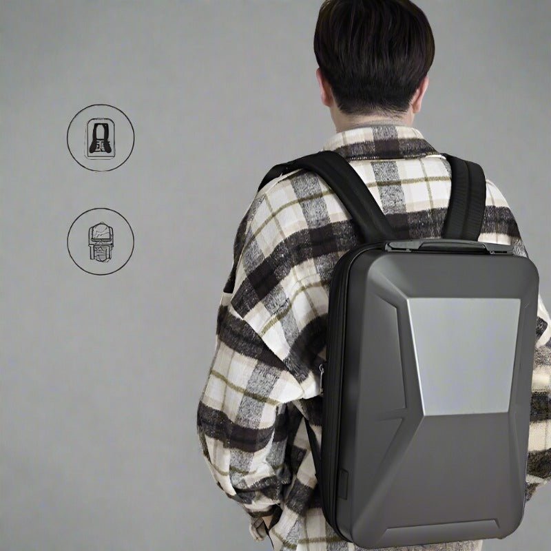 Cybertruck-Style Backpack — shoulder strap and back panel detail
