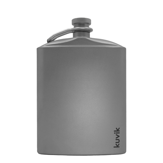 Kuvik 220ml Titanium Flask — polished titanium finish hero shot