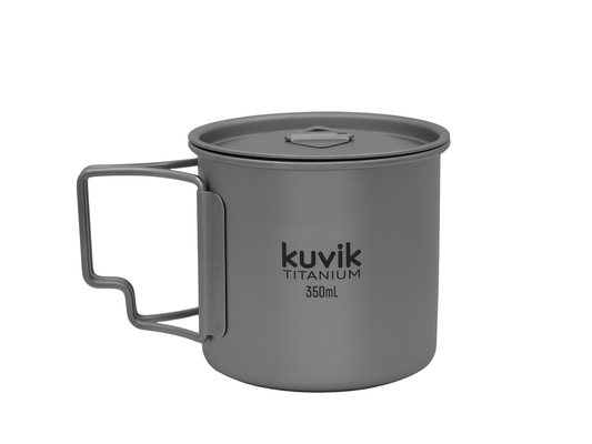 Kuvik 350ml Titanium Cup — polished finish hero product shot