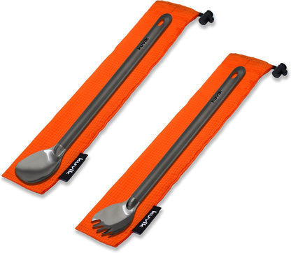 Titanium Long Handle Spoon/ Spork 2-Pack