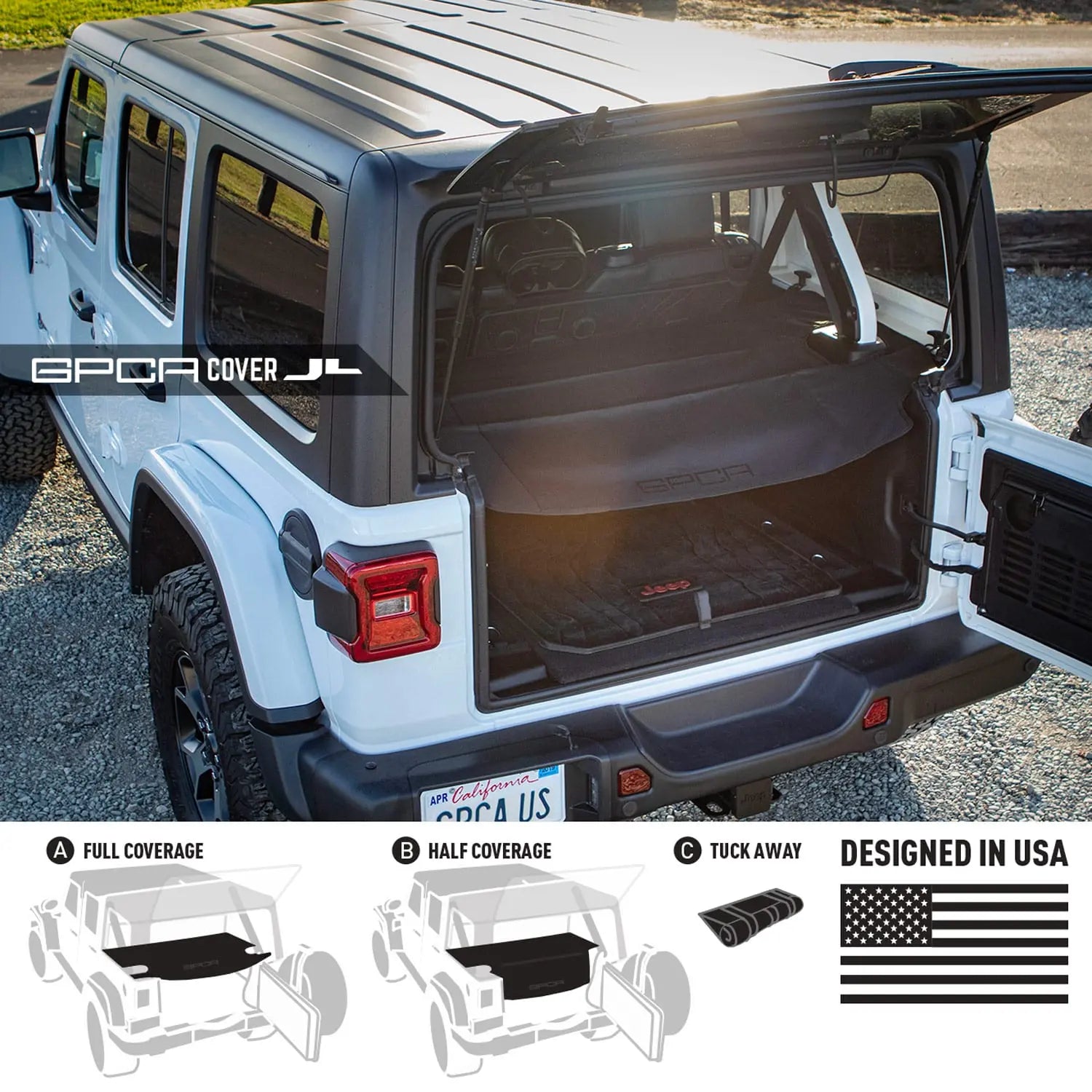 tarp for jeep Jeep Wrangler JL Cargo Cover Lite (2018+, 4-Door) — Waterproof Snap-Fit