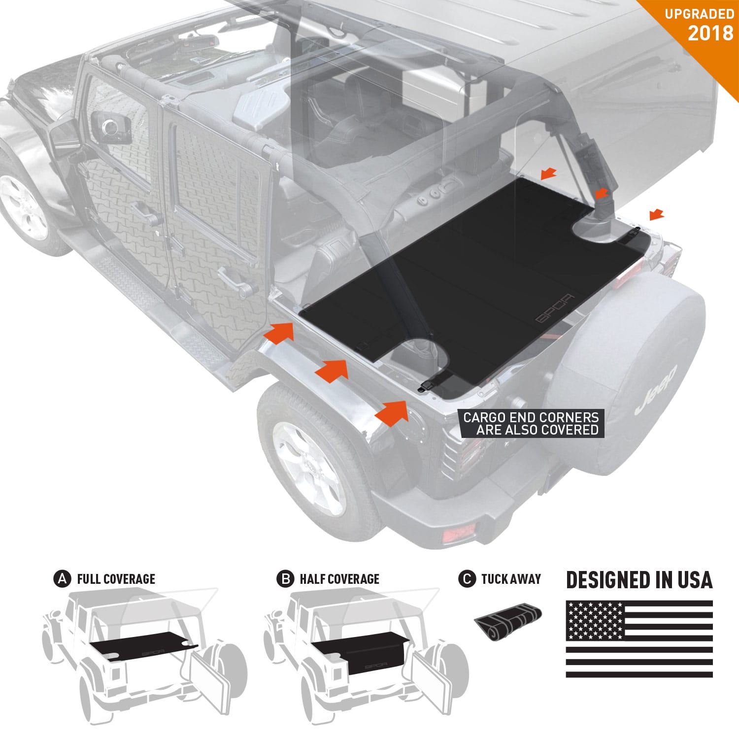 GPCA cargo cover lite plus jeep wrangler 4DR