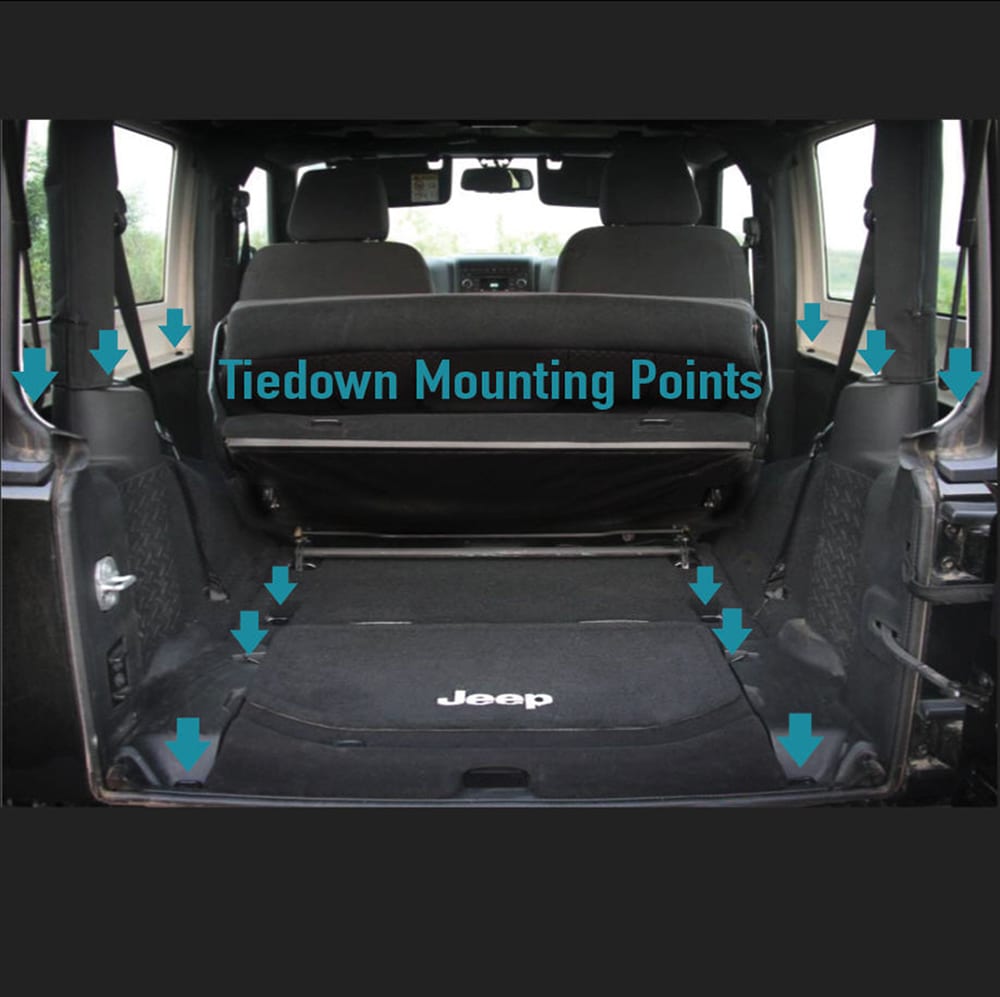 Jeep Wrangler tie-down D-ring mounting points