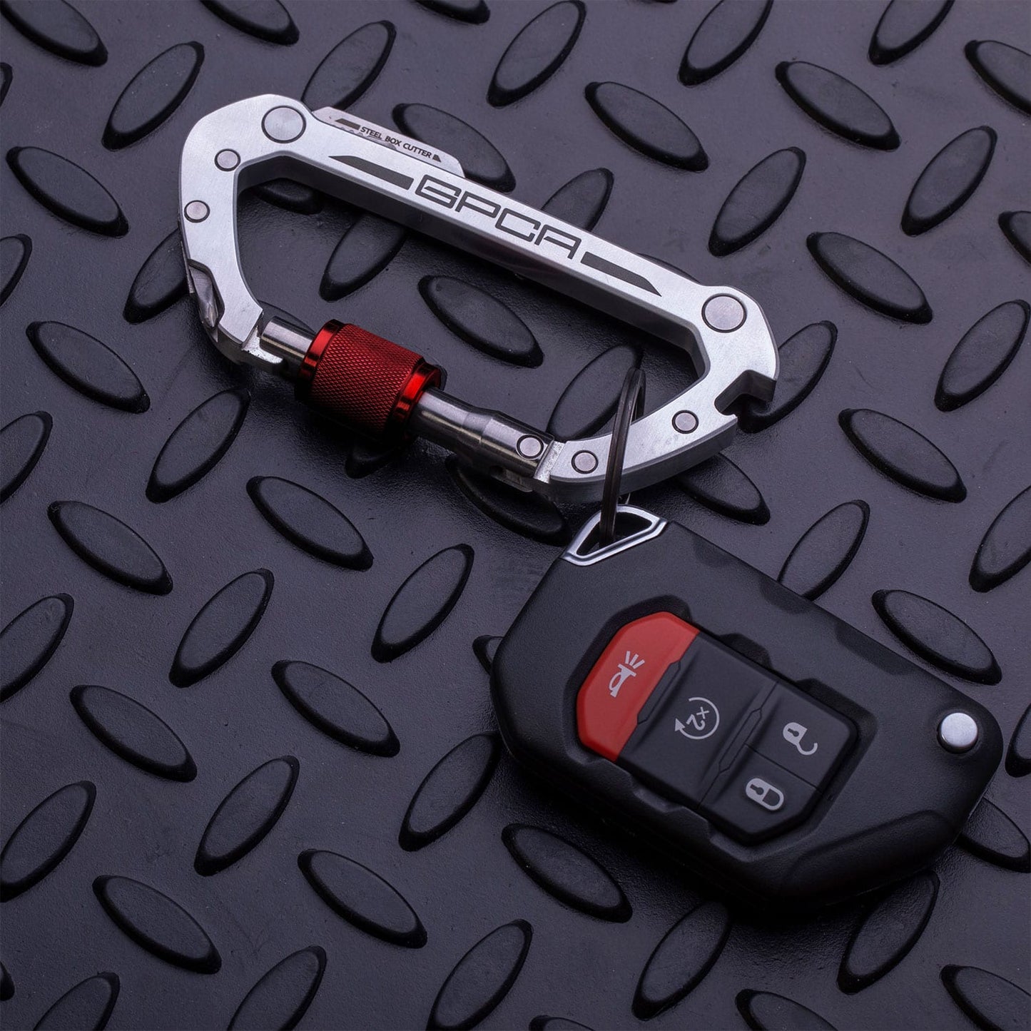 gpca carabiner stainless steel red ring