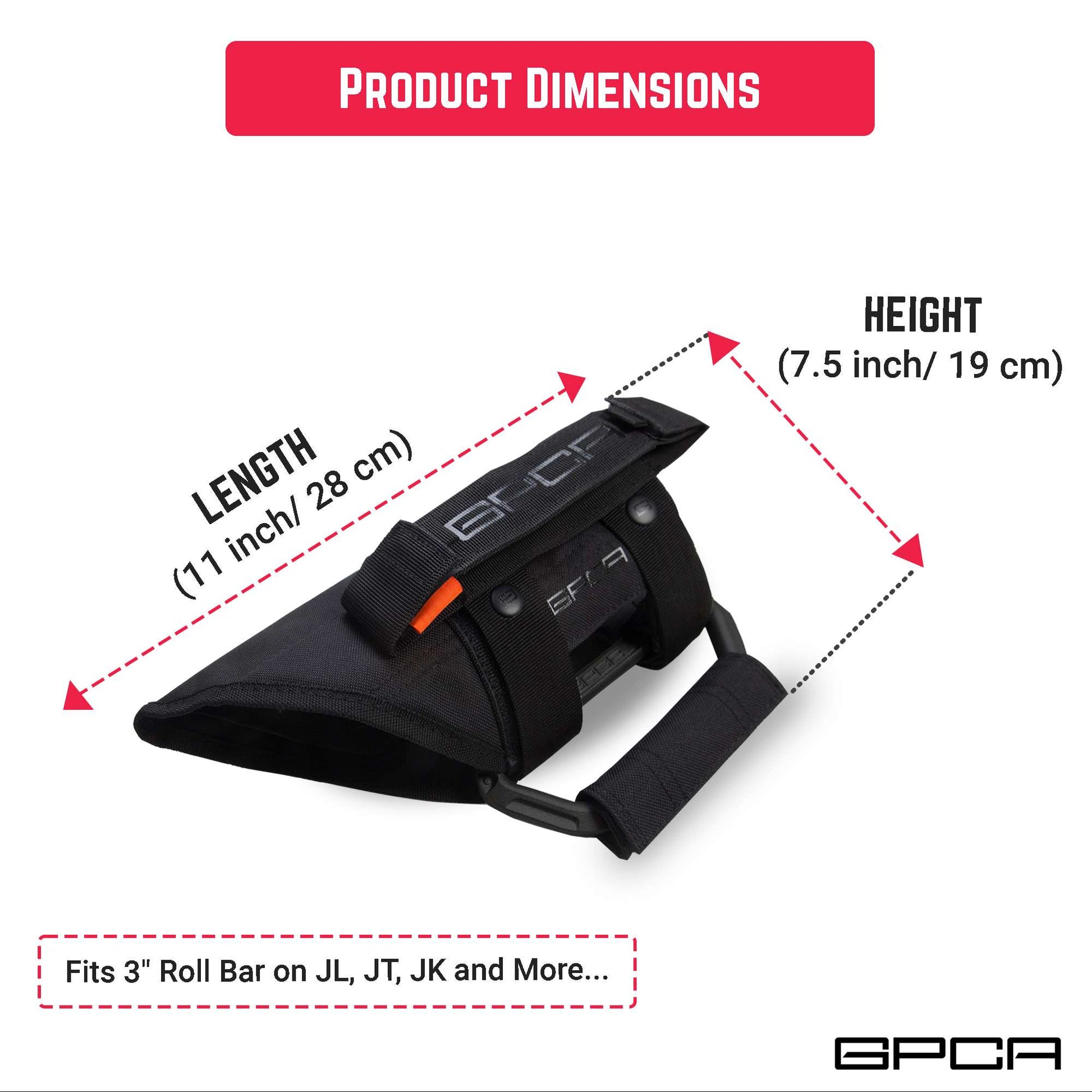 GPCA GP Grip Pro Black, Fits 3" Roll Bar on JL, JT, JK and More
