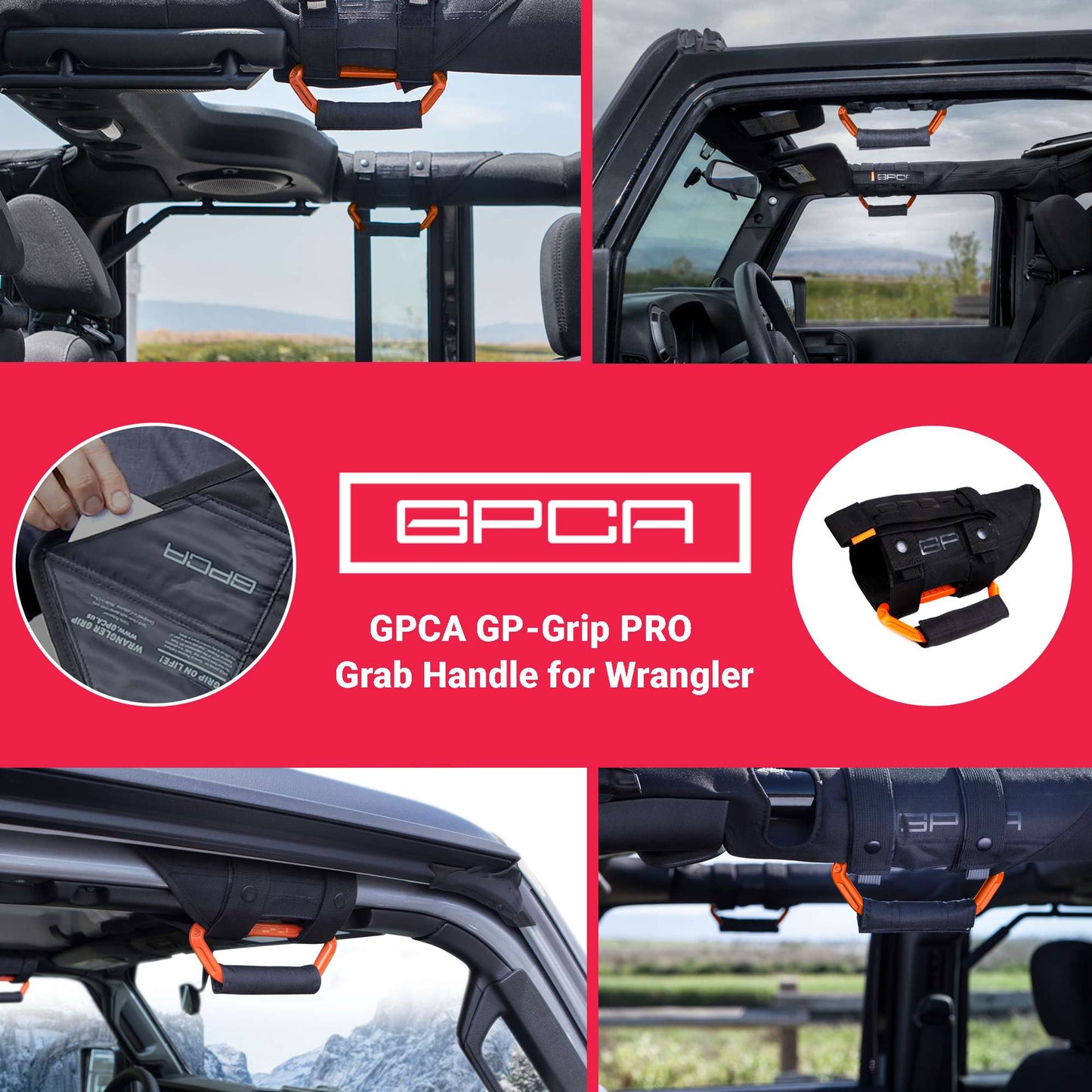 GPCA Grip Pro ORANGE grab handle for Wrangler