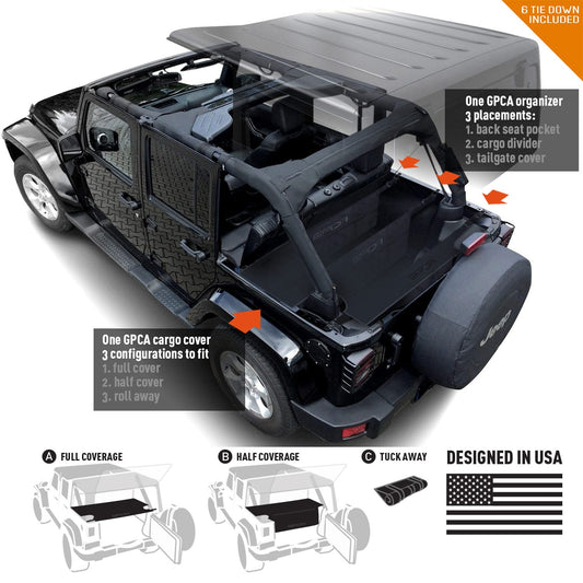 GPCA Jeep Wrangler cargo cover 4DR freedom pack