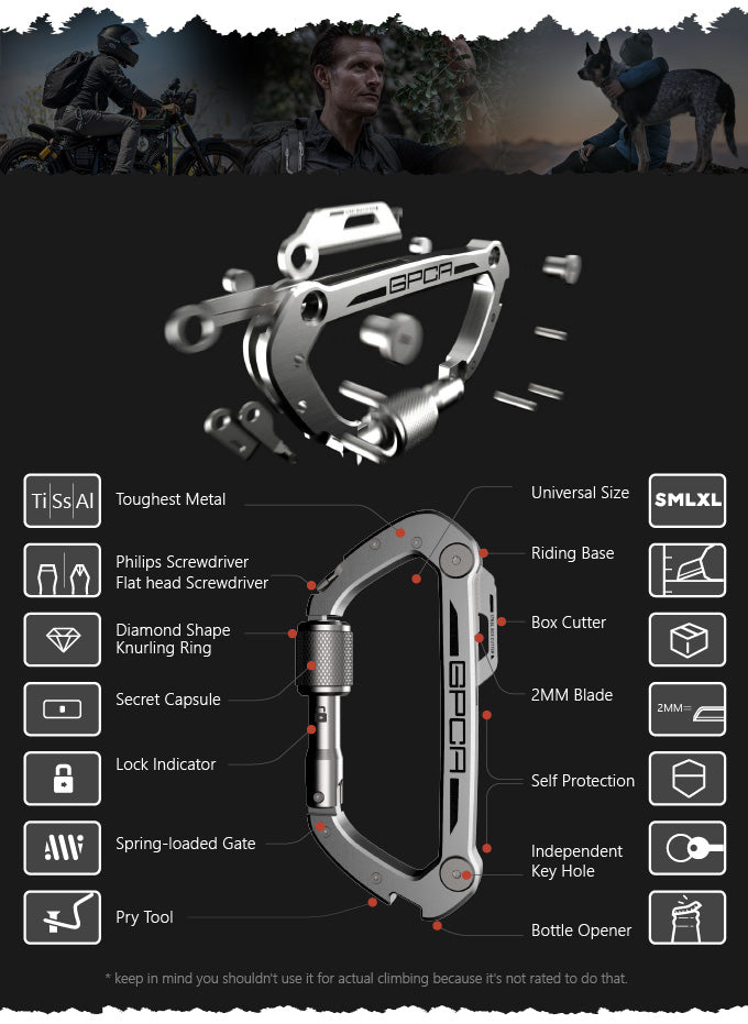 gpca carabiner pro features multi tool key chain