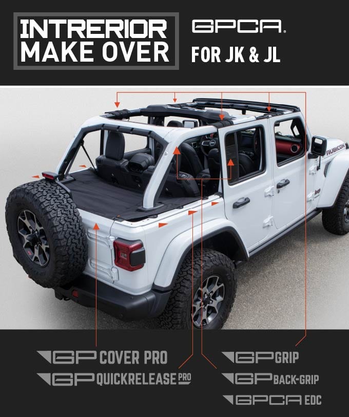 GPCA Jeep Wrangler Bundle for your Jeep JK & JL Interior make over with all GPCA products, Added security level, and safer