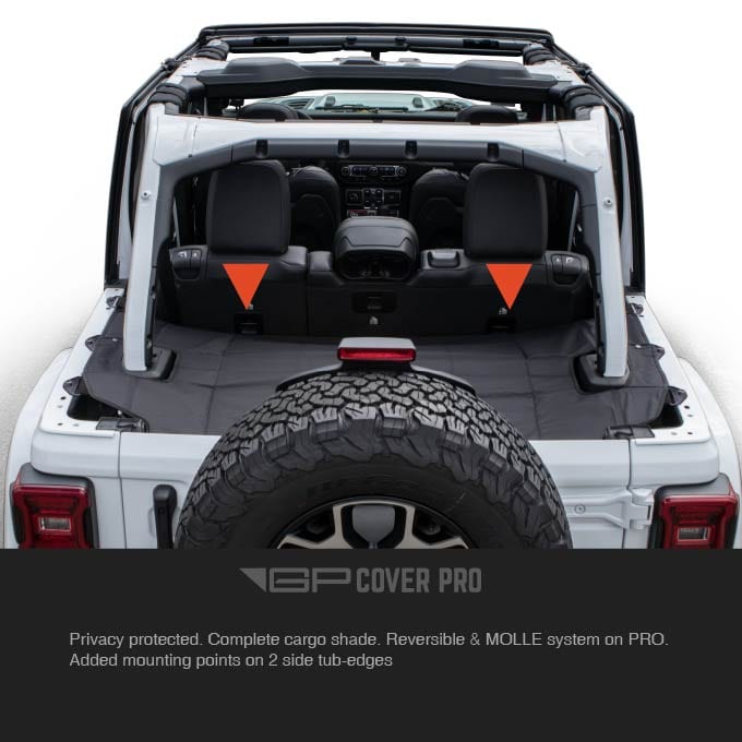 GPCA Jeep Wrangler Bundle, Including GP Cover PRO, Complete cargo shade, Reversible & Molle system.